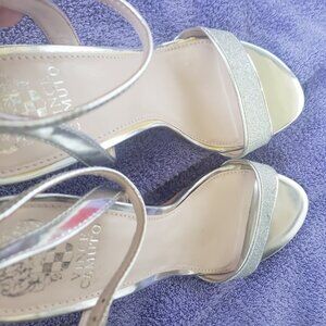 Vince Camuto Silver Heeled Sandals Size 10 M Never worn
